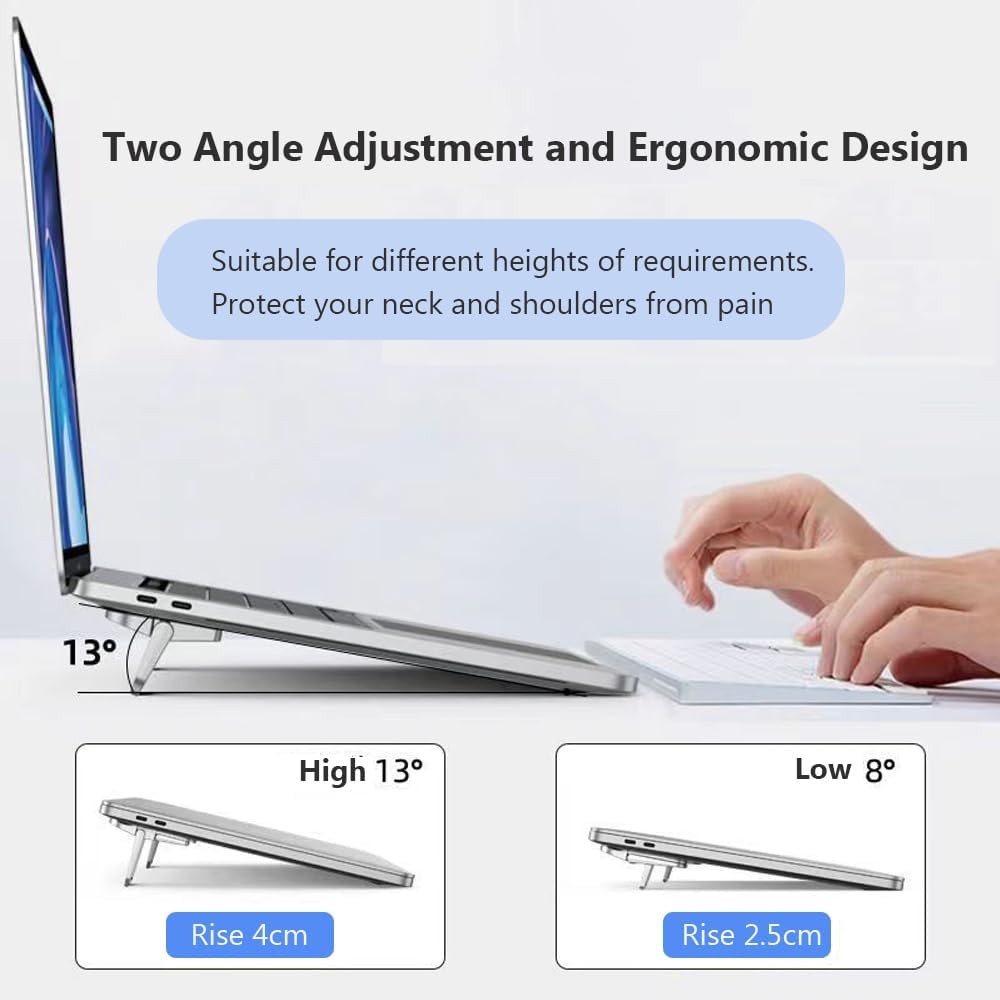 2PCS Zinc Alloy Mini Foldable Laptop Stand, Portable Computer Keyboard Black