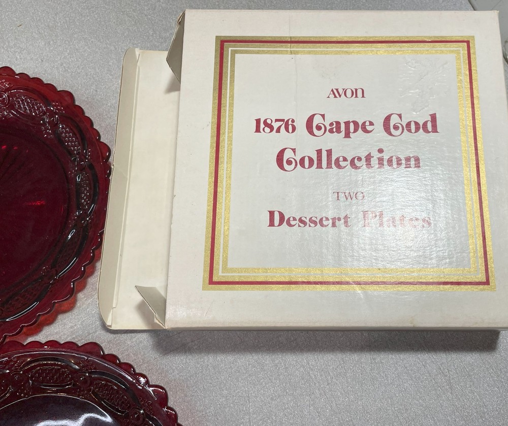 4 AVON 1876 CAPE COD RUBY RED 7 1/4” SALAD DESSERT PLATES