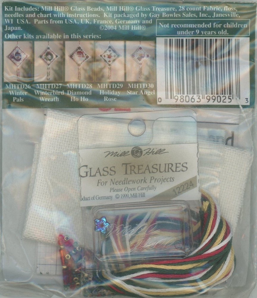 Mill Hill Tiny Treasured Diamond Holiday Trimmings MHTD25 Stitch & Beading KIT