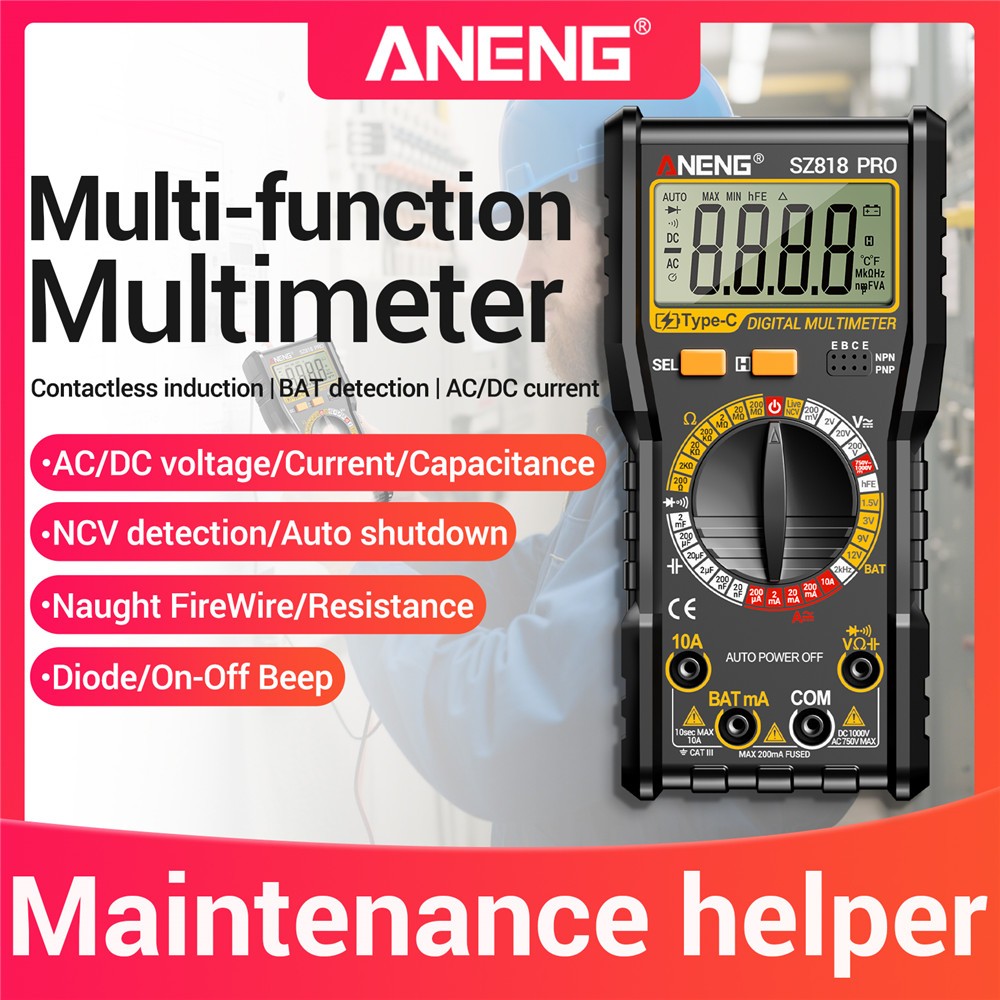 Digital Display Multimeter Voltmeter AC DC Volt Ohmmeter Tester Meter Auto Range