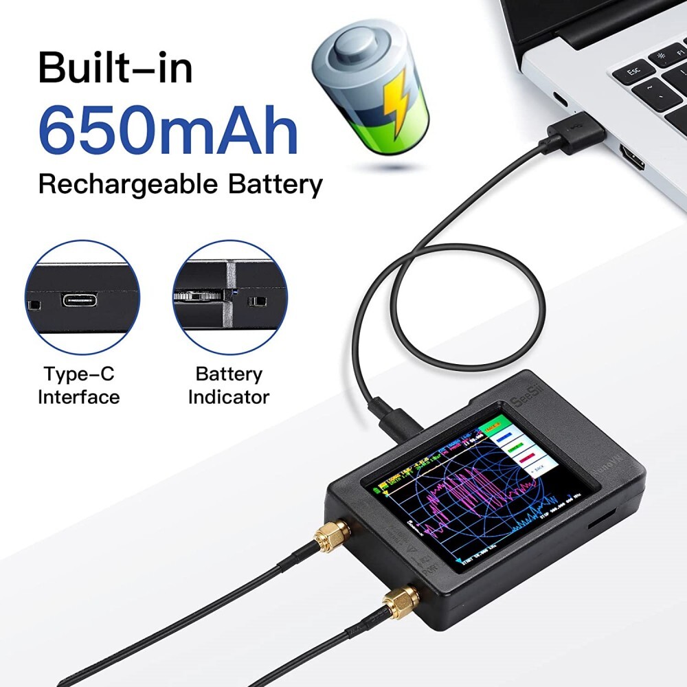 NanoVNA-H Vector Network Antenna Analyzer MF HF VHF UHF W/ Shell USB type-C