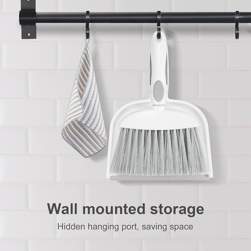 Ultra Thin Broom & Dustpan Set Wall Mounted Leak Proof Efficient Cleaning New