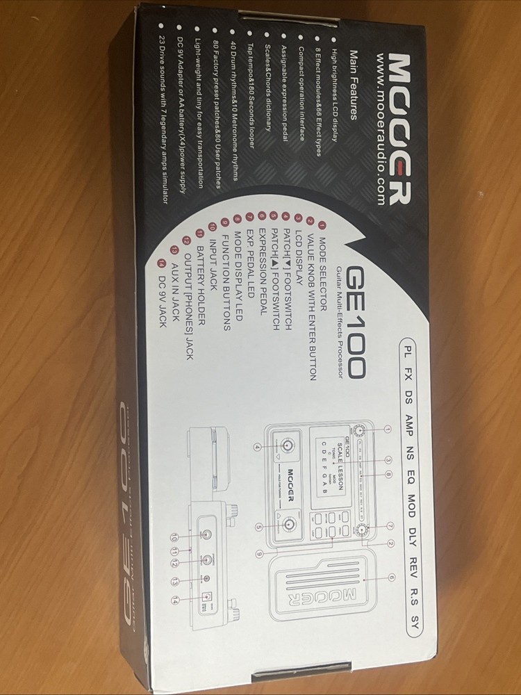 MOOER GE100 Digital Guitar Multi-Effects Processor Pedal Looper 66 Effects