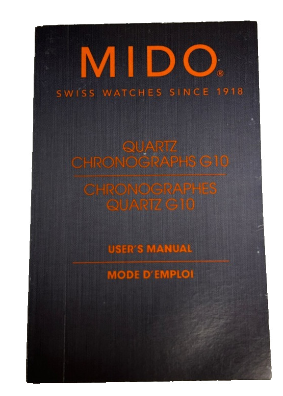 Mido Quartz Chronographes G10 User's Manual