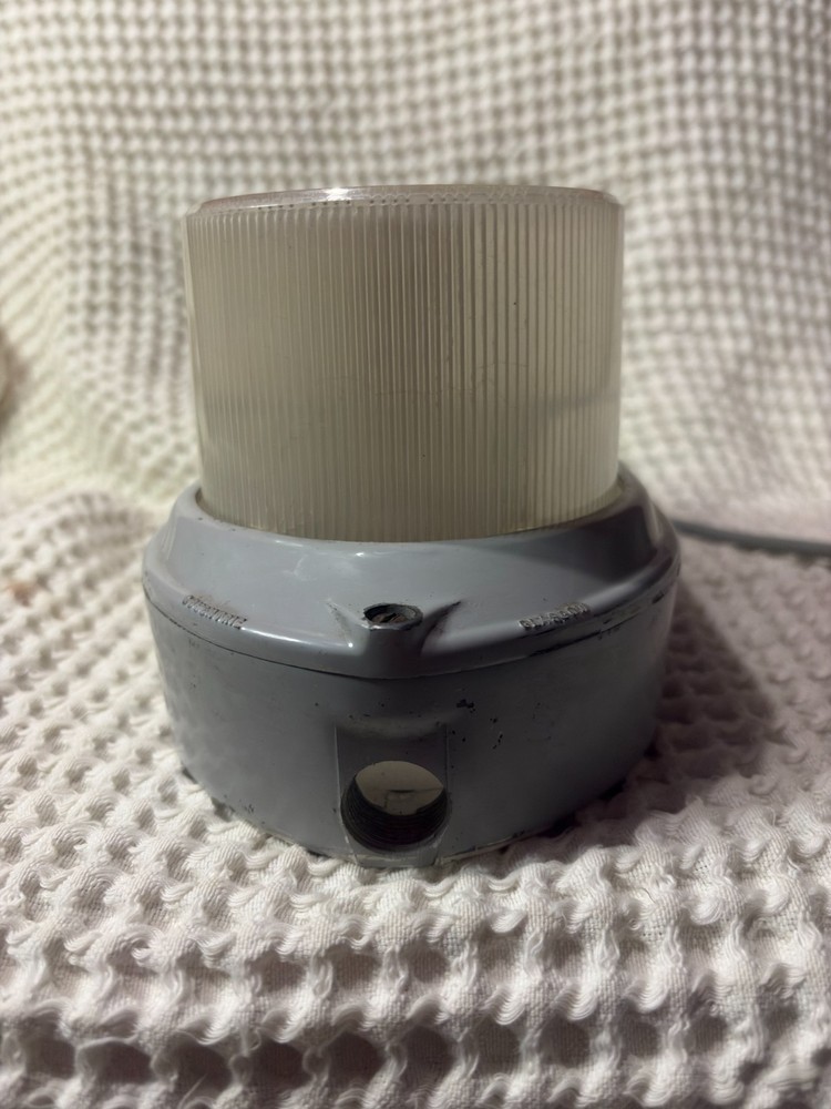 Vintage Coughtrie PY10 Bulkhead ceiling Light mettle body Polycarbonate Lens