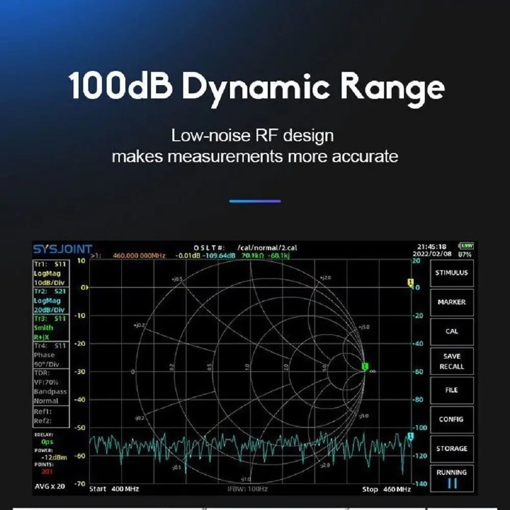 HTOOL SV4401A 50KHz-4.4GHz Vector Network Analyzer 100dB Dynamic VNA 7-inch