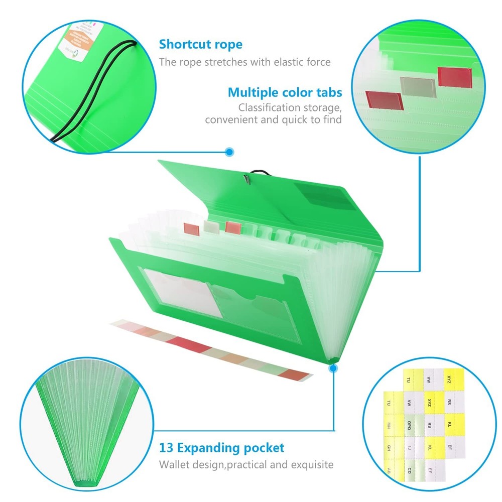 4 Pack XUCHUN 13 Pockets Receipt Organizer,Small Expanding File Foder for Rec...