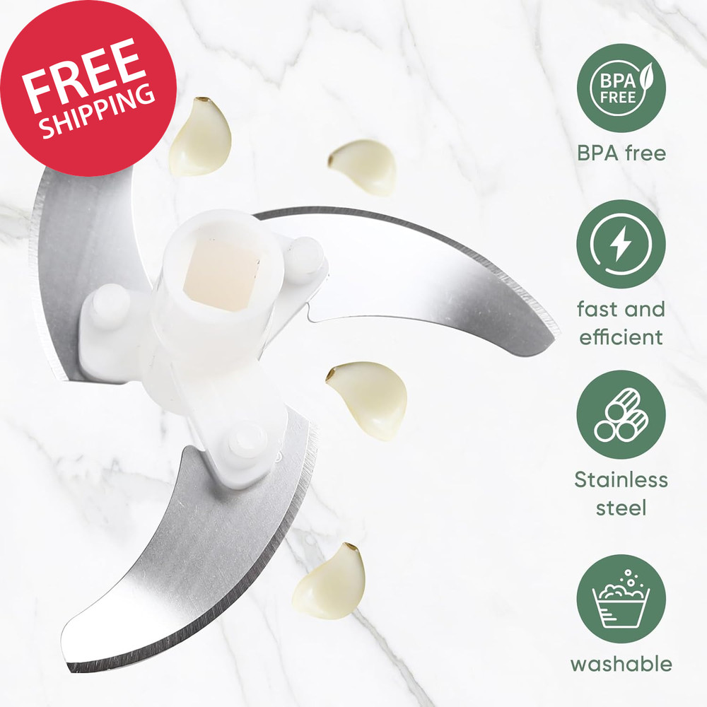 Garlic Chopper with Container Manual Food Chopper Pull-String Vegetable Onion