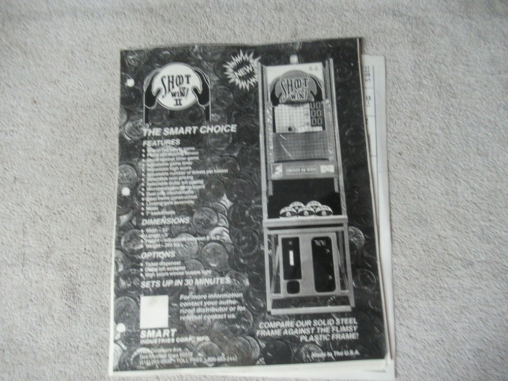 SHOOT TO WIN 2 BASKETBALL SMART   arcade game manual