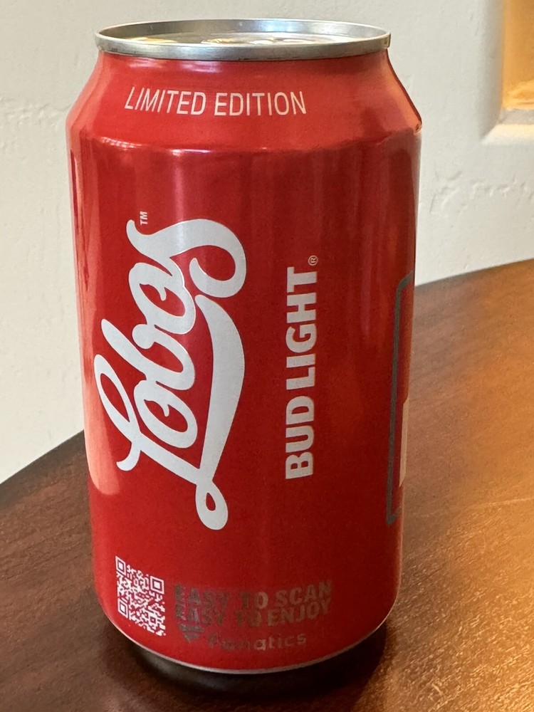 New Mexico Lobos Bud Light - limited edition empty Beer Can - Bottom Opened