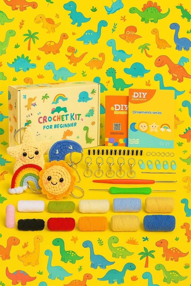 Crochet Kit for Beginners Complete Natural Elements Set Sun Moon Step By Step