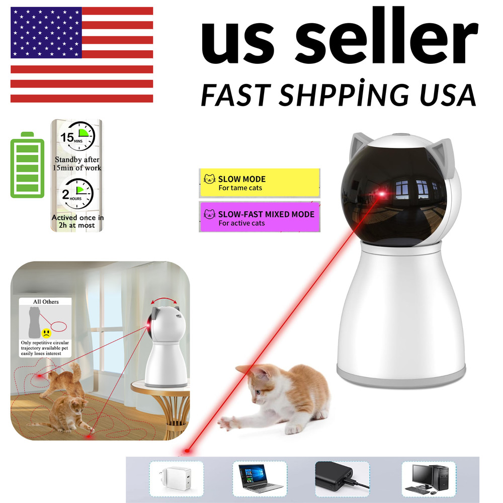 Automatic Cat Laser Toy Motion Activated USB Rechargeable 3 Modes Interactive Pe
