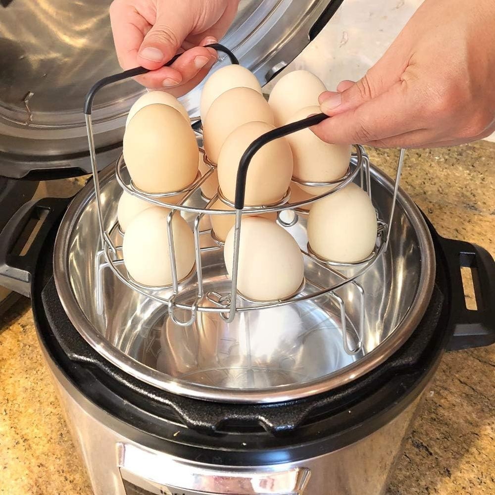 Stackable Egg Steamer, Egg Cooking Rack with Heat Resistant Silicone Handles