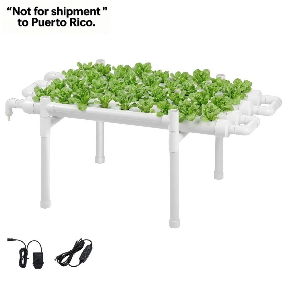 Hydroponic Growing System Kit,1-Tier36-SiteUPVC Pipe Setup with Timed Irrigation