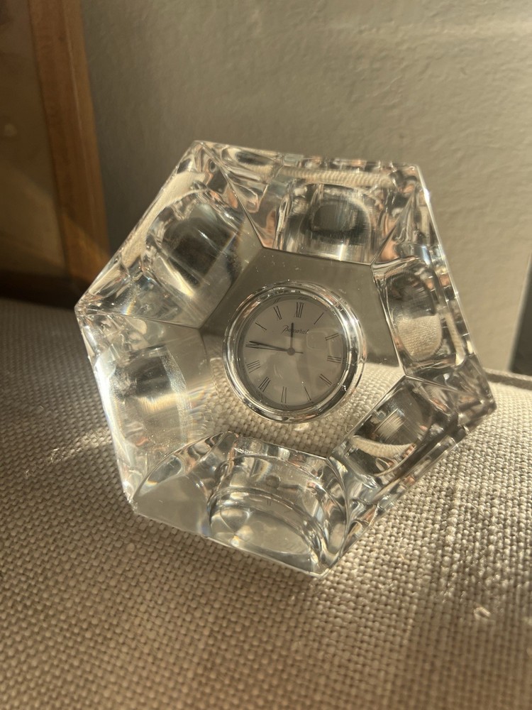 Stunning Baccarat Hexagon Glass Desk Clock