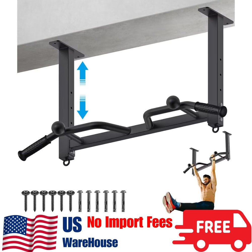 32" Heavy Duty Ceiling Pull Up Bar - Adjustable Home Gym System with Punching