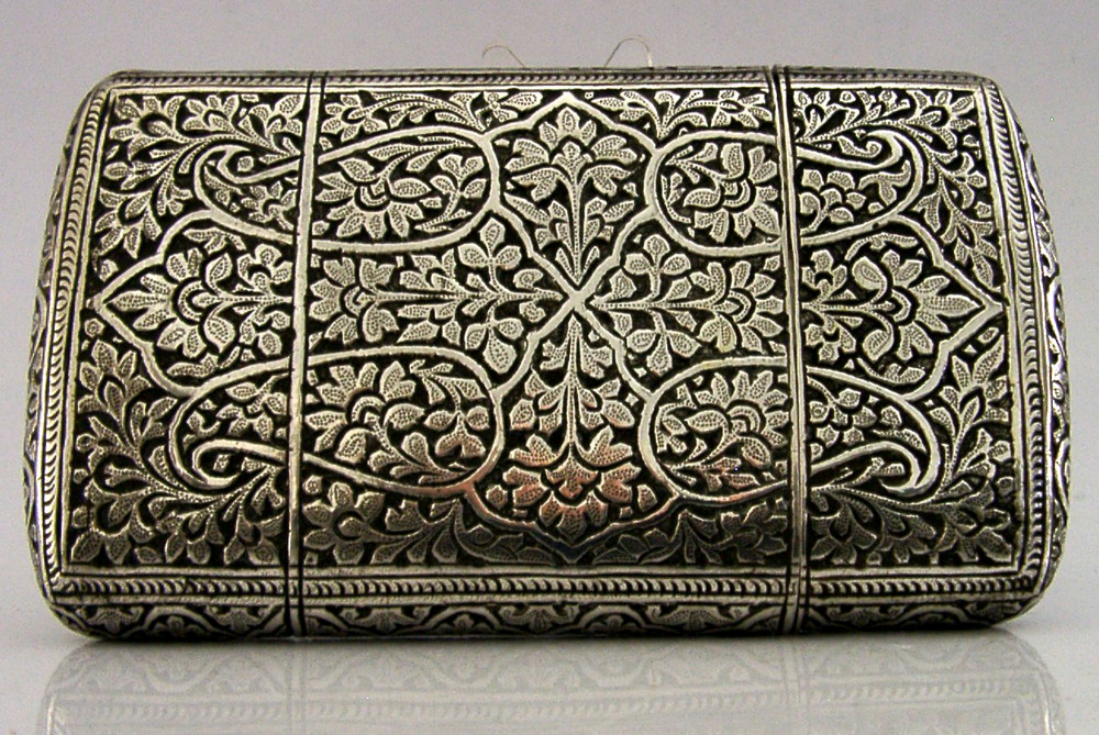 TOP QUALITY INDIAN 115g SOLID SILVER CIGAR CASE BOX c1890 ANTIQUE
