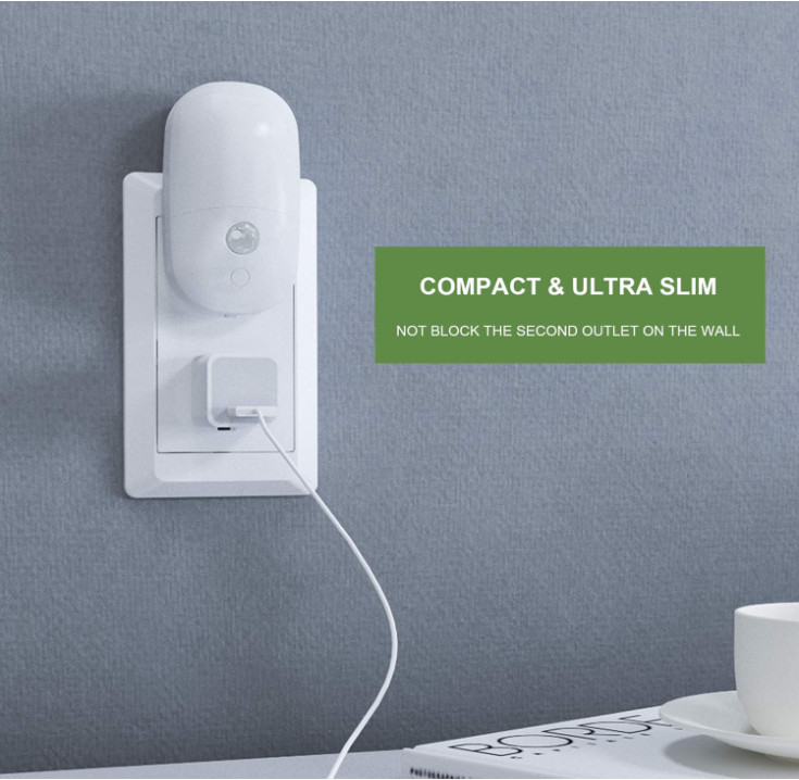 2 Pack Plug in Motion Sensor Dimmable Night Light, Soft Warm White LED (free shi