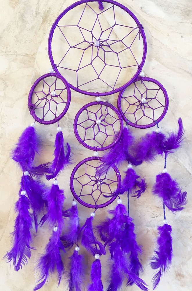 5 Circles Purple Dream Catcher Wall Hanging
