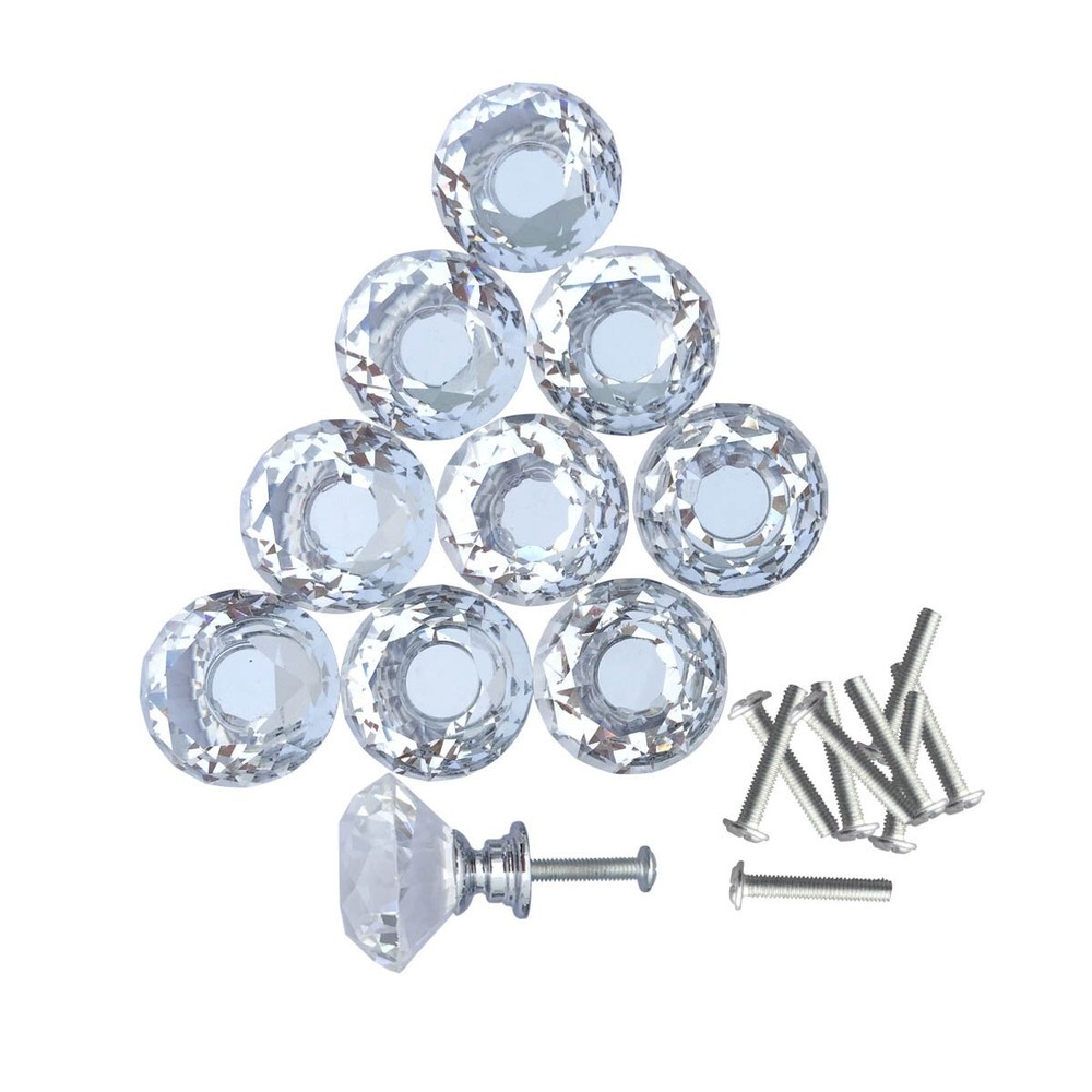 Glass Cabinet Knobs Diamond Shape Pull Handles Dresser Drawer Knobs 20 pcs