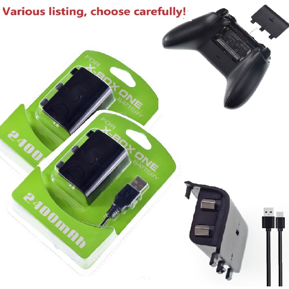 Rechargeable Battery Pack 2400mAh For Xbox One Wireless Controller + USB Cable