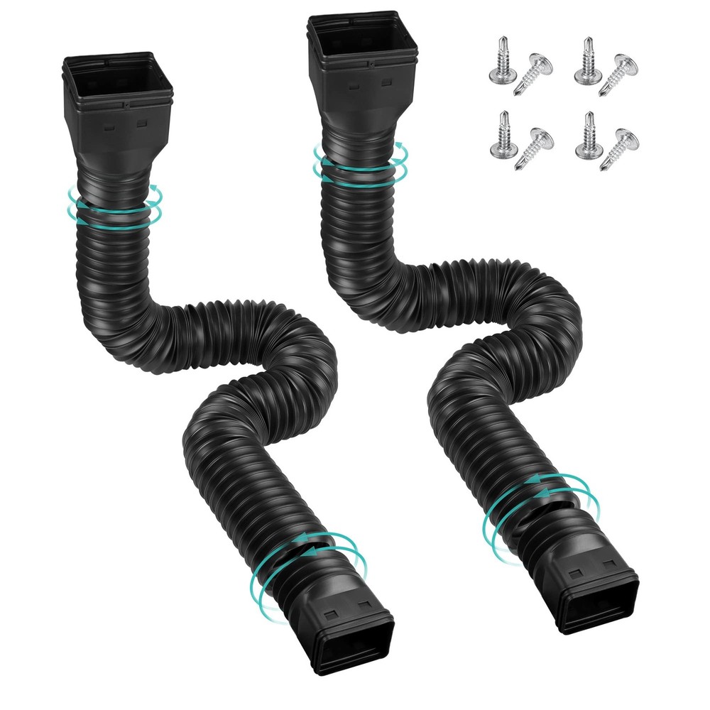 2 Pack Rain Gutter Downspout Extensions Flexible,Downspout Extender Diverter ...