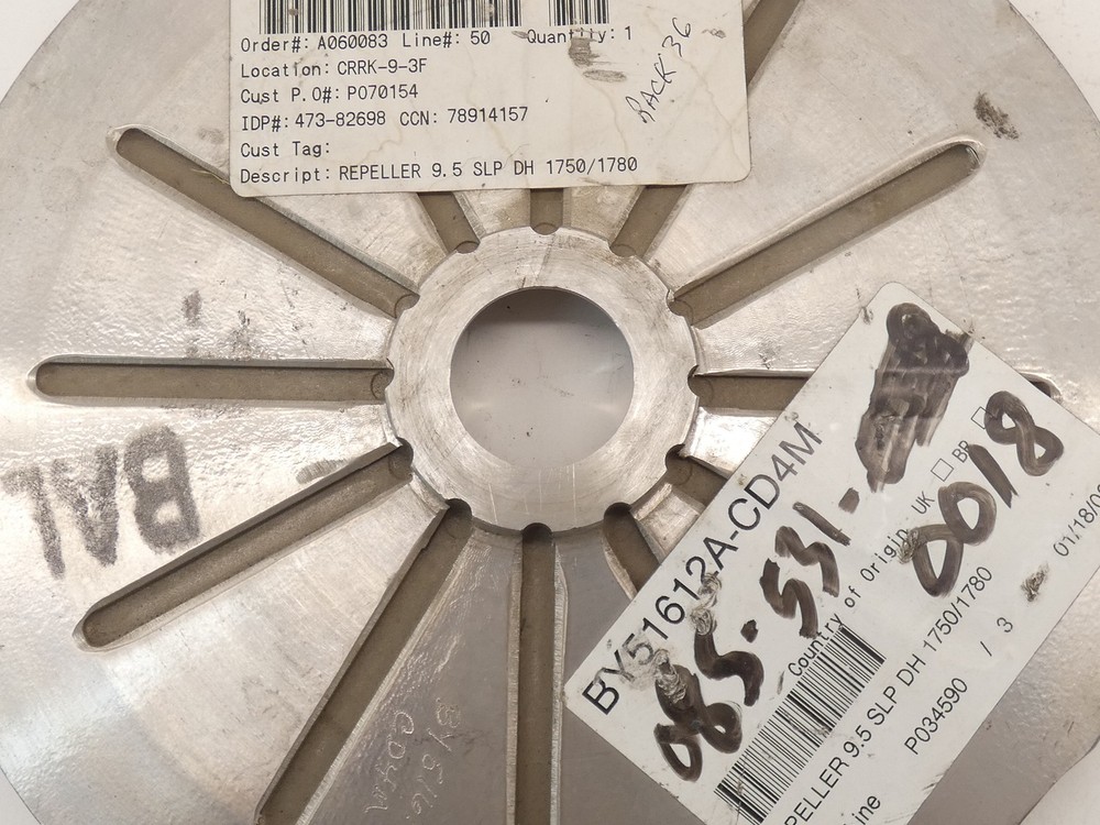 Flowserve BY51612A-CD4M Repeller 9.5" 1-1/4" Bore