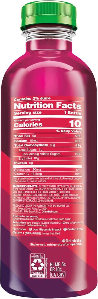 Boost Buka Black Raspberry, Antioxidant Infused Beverage, 18 Fl Oz Bottle (Pa...