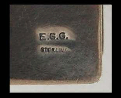 c1920, Signed STERLING MATCH HOLDER - cabochon AGATE (3V26)