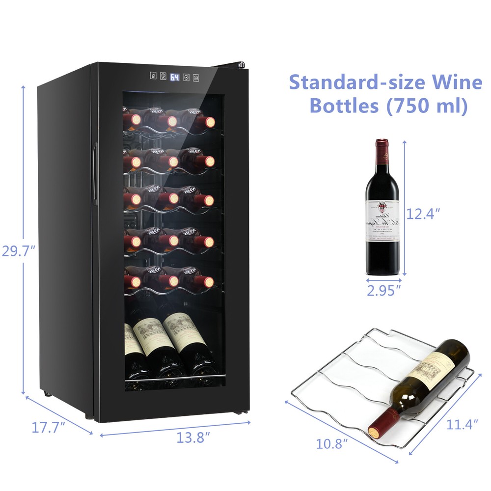 18 Bottle Wine Cooler Fridge Beverage Chiller with Temperature Control
