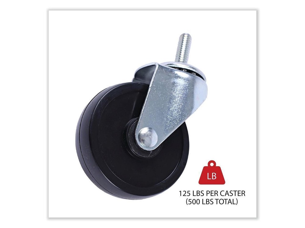 Optional Casters For Wire Shelving, 125 lbs./Caster, Black, 4/Set