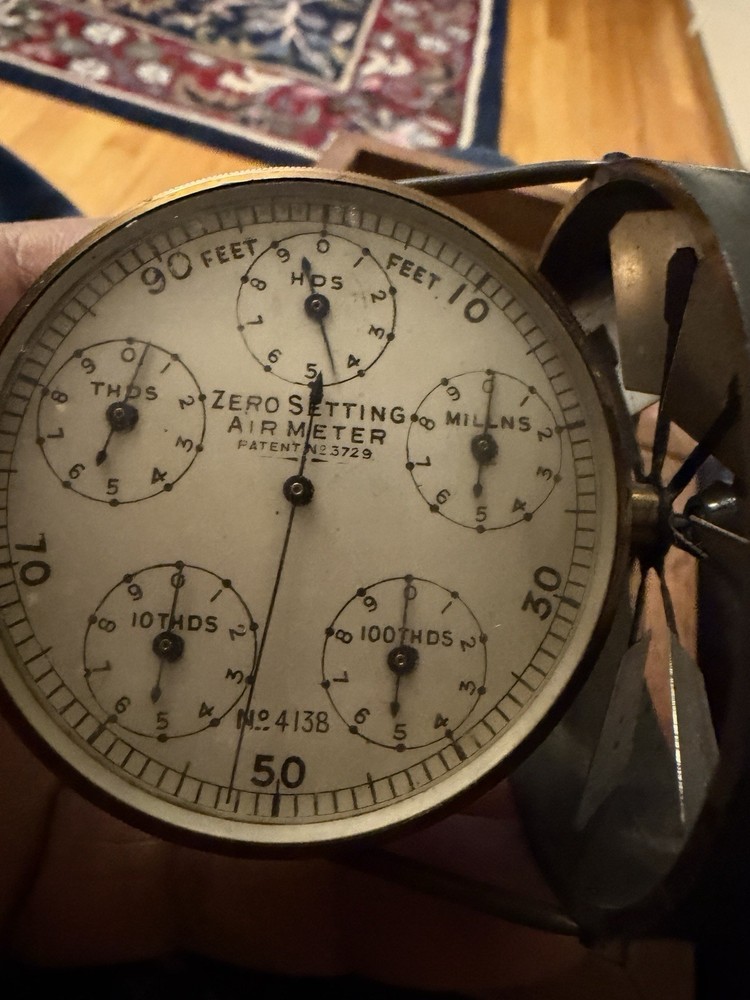 Antique Brass Air Meter Anemometer Circa 1900 Mining Tool