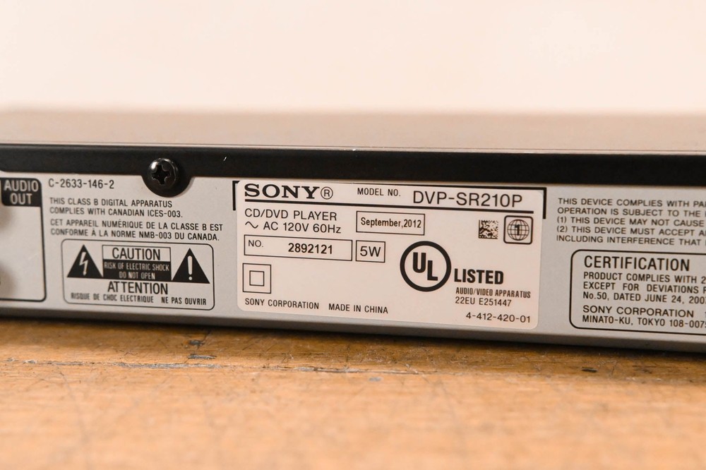 Sony DVP-SR210P DVD Player with HD Upconversion CG01M2K