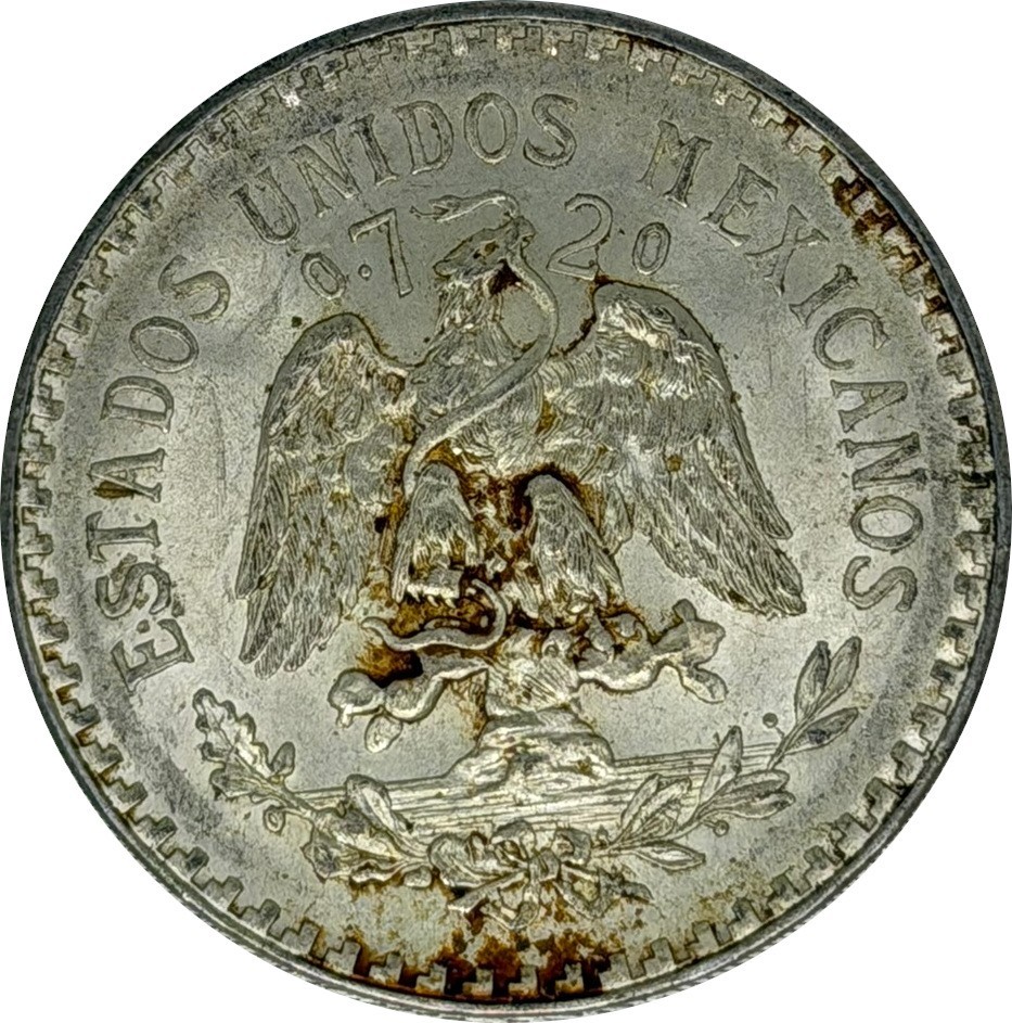 1943 Un Peso Mexico Cap and Rays AU Silver 0.720