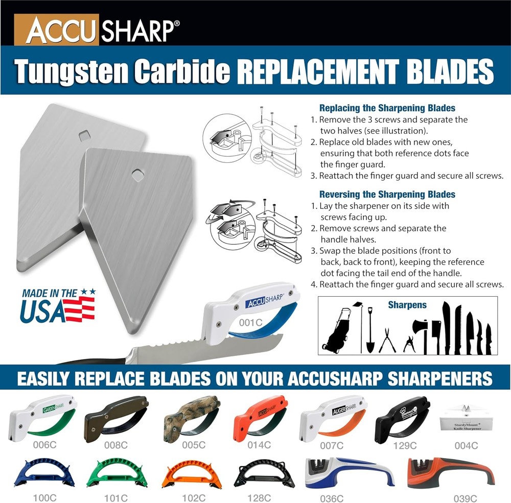 Knife Sharpener Blades, Tungsten Carbide Replacement Blades