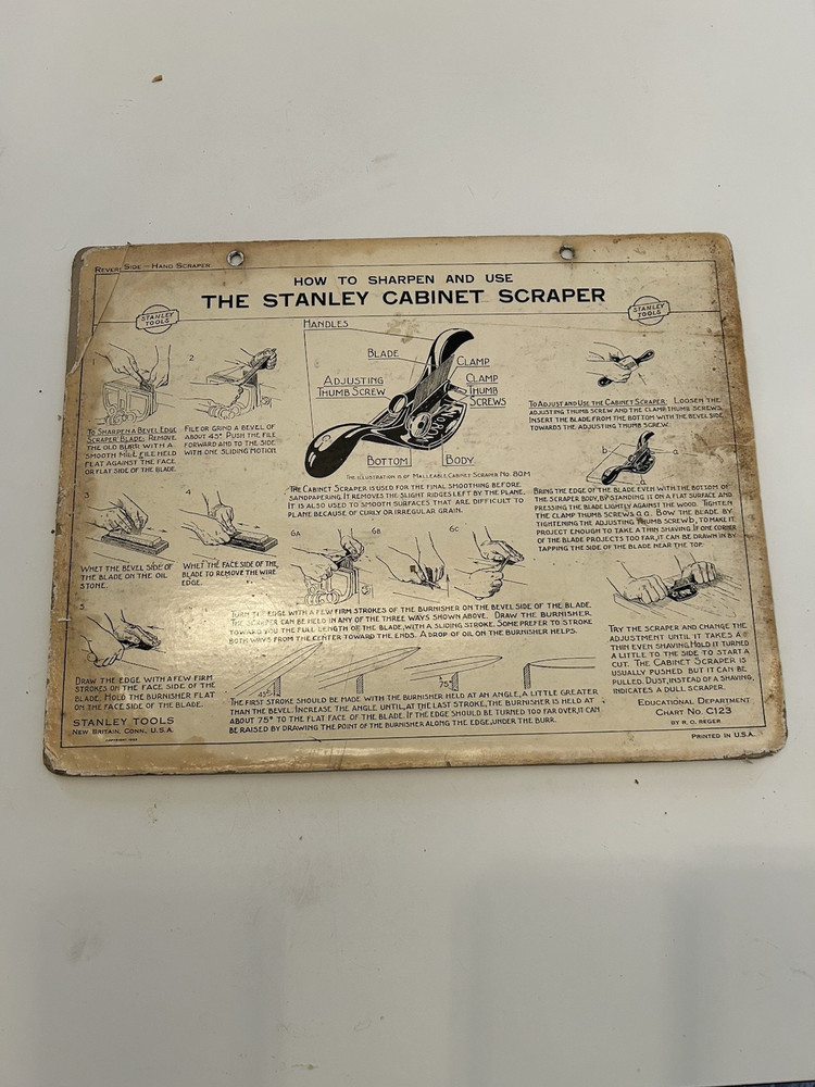 13 - RARE Stanley Tools How To Use Double Sided Pressboard Instructional Charts