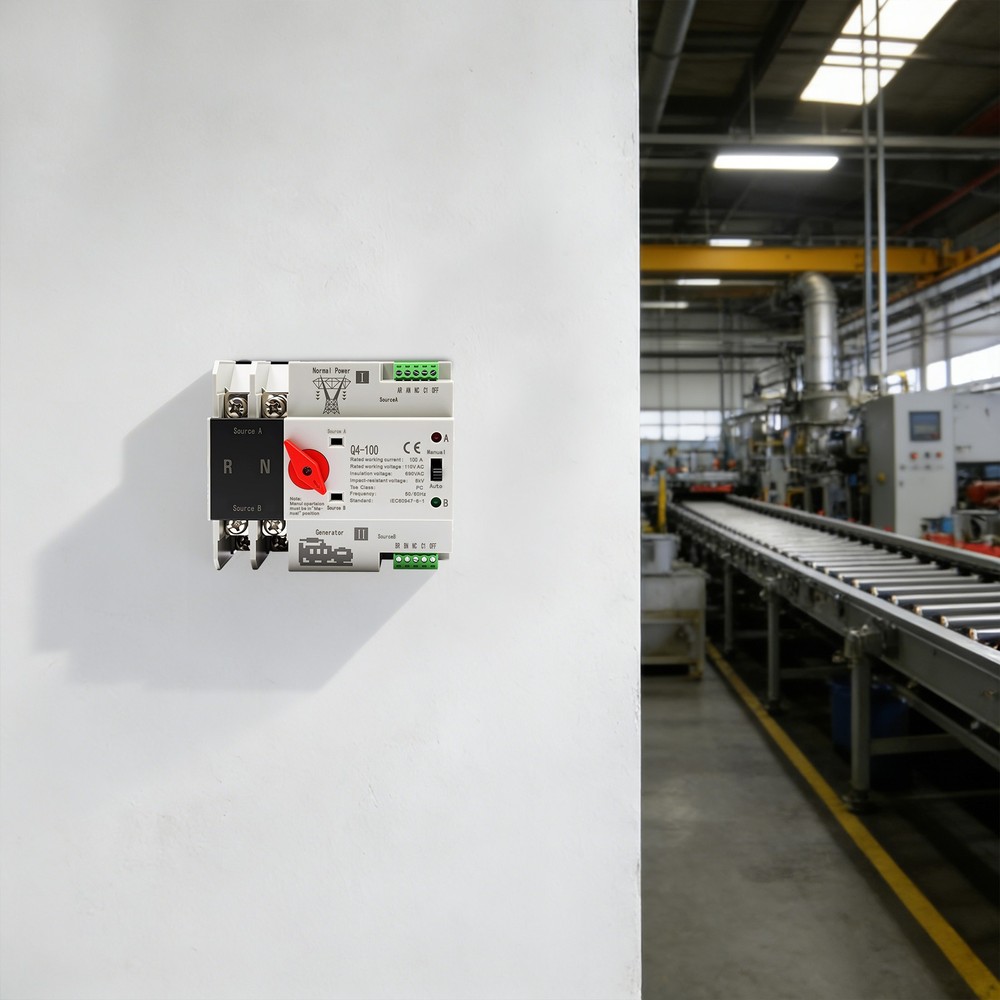 100A Automatic Transfer Switch 2P Power Generator Changeover Switch Dual Power