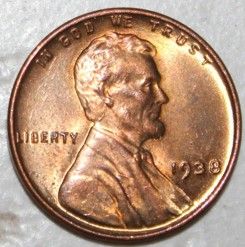 1938 1C RD Lincoln Cent  UNC  0686