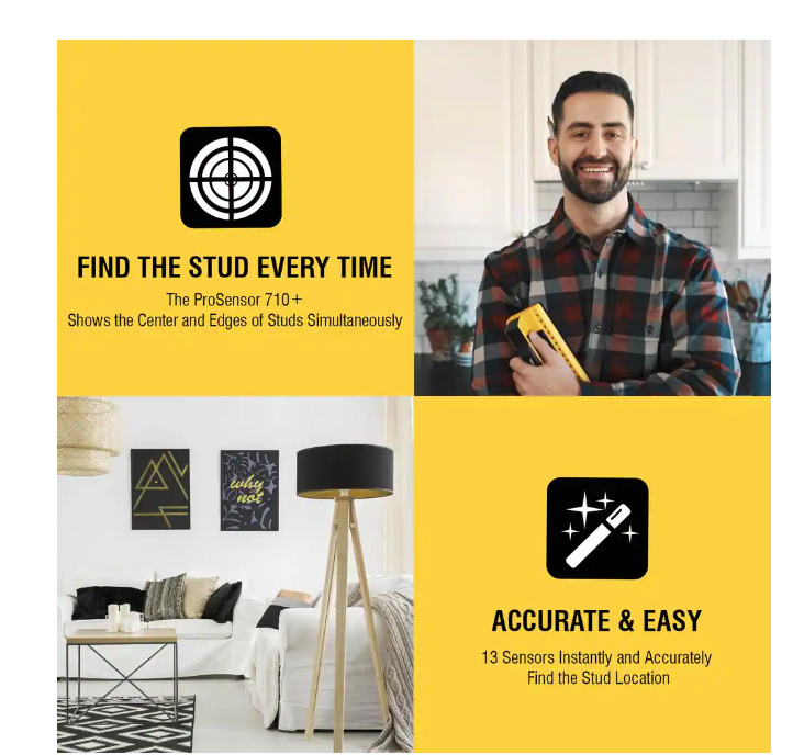 Professional Stud Finder 13 Sensors Accurately Detects Studs LED Display Pro