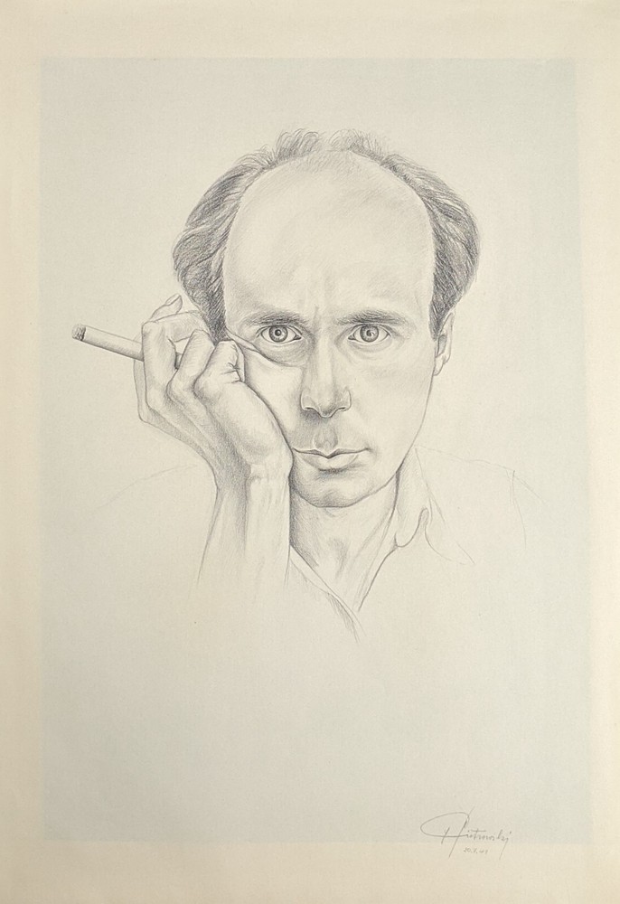 Helmut Piotrowski (PIO), Self Portrait with Cigarette, Signed, Dated, 1941