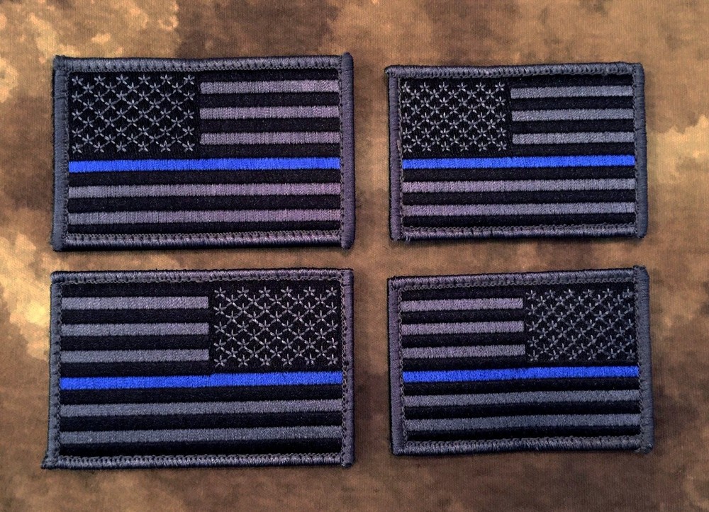 Subdued Thin Blue Line Gray & Black American Flag Law Enforcement Patch