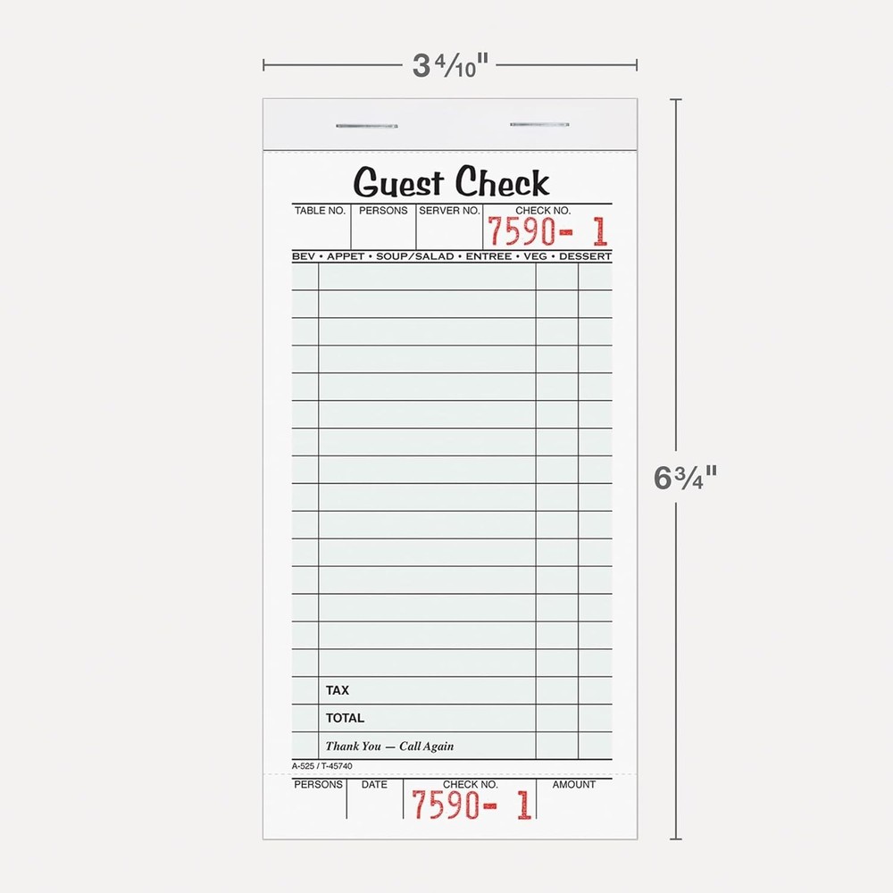 Professional Perforated Guest Check Pads – Durable White, 50 Sheets, 5 Pads/Pack