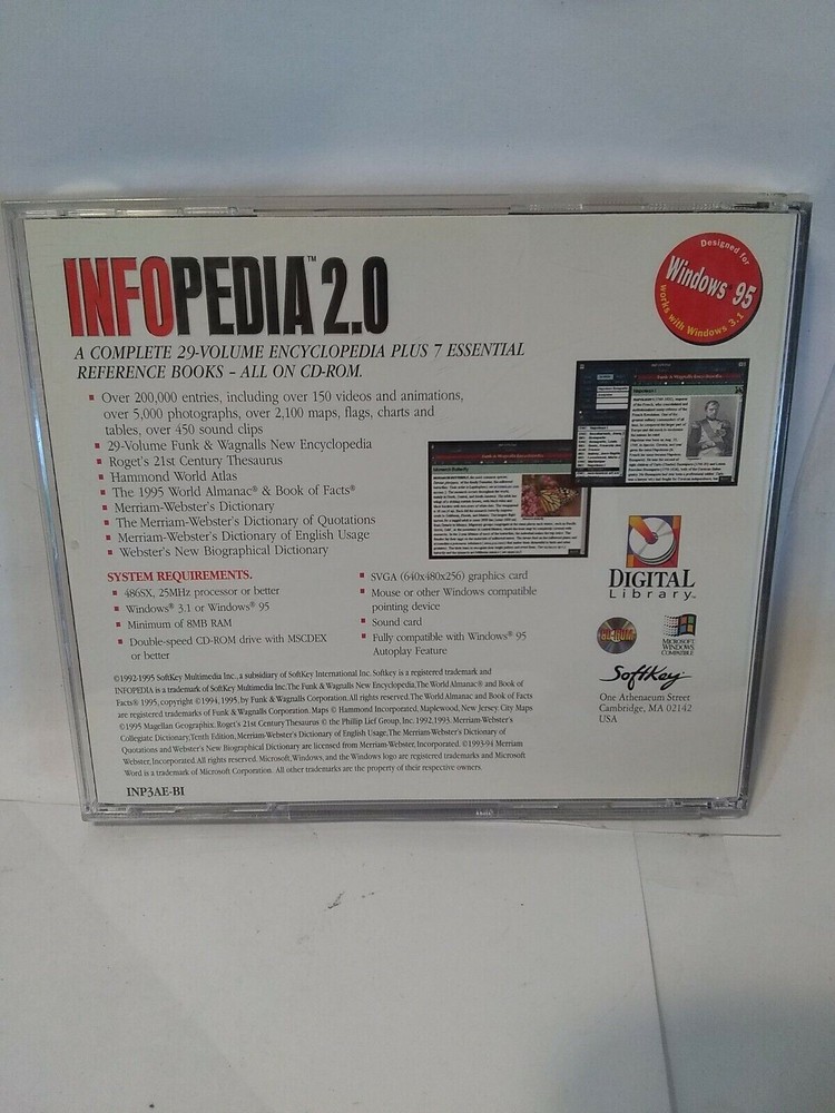 InfoPedia 2.0 Pc Computer CD-Rom Educational Learning Teaching Informational