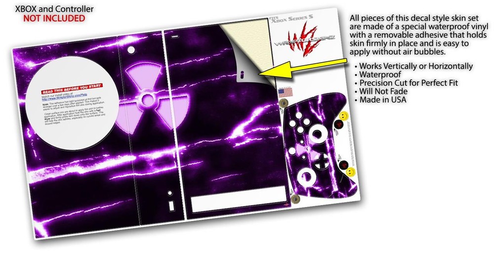 Skin Wrap for XBOX Series S Console Controller Radioactive Purple