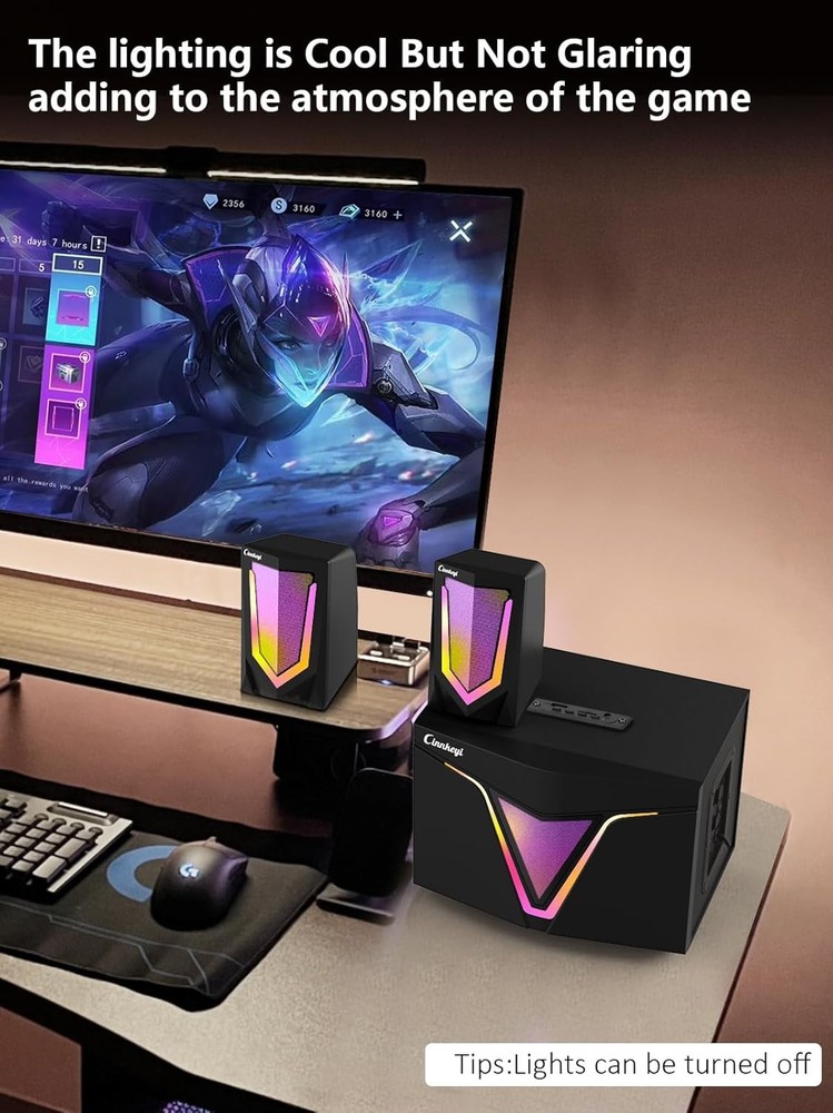 2.1 USB-Powered Computer Speaker with Subwoofer,Computer Speakers with 9 su...