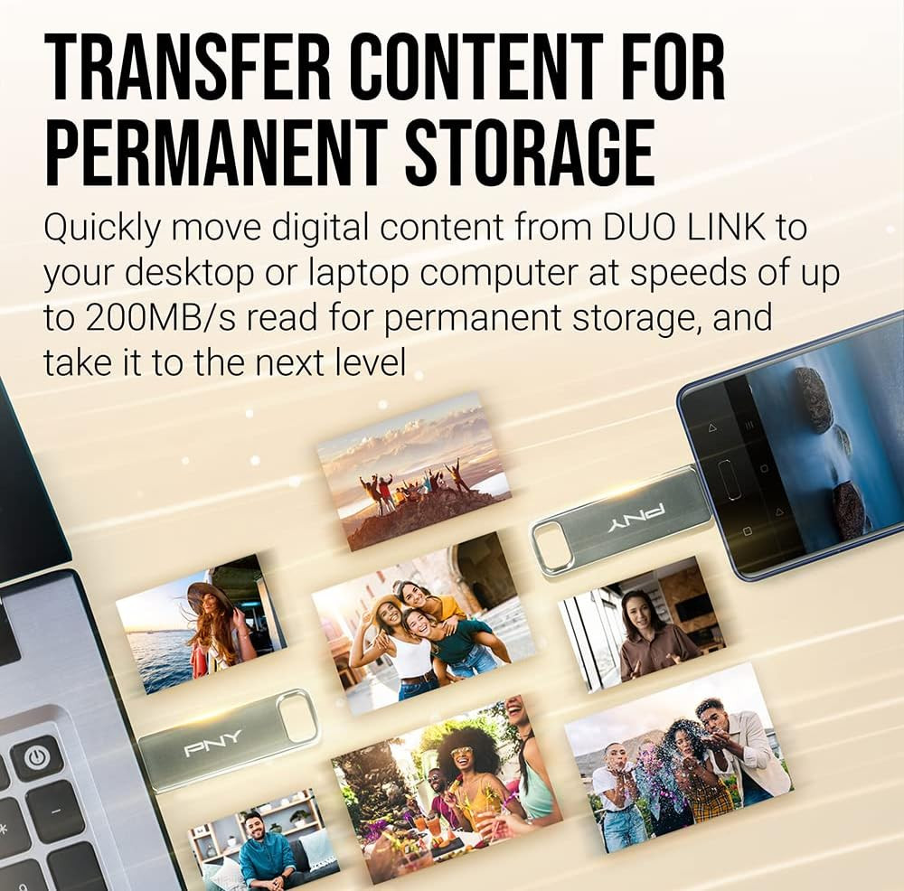 256GB Duo Link USB 3.2 Type-C Dual Flash Drive for Android Devices and Computers