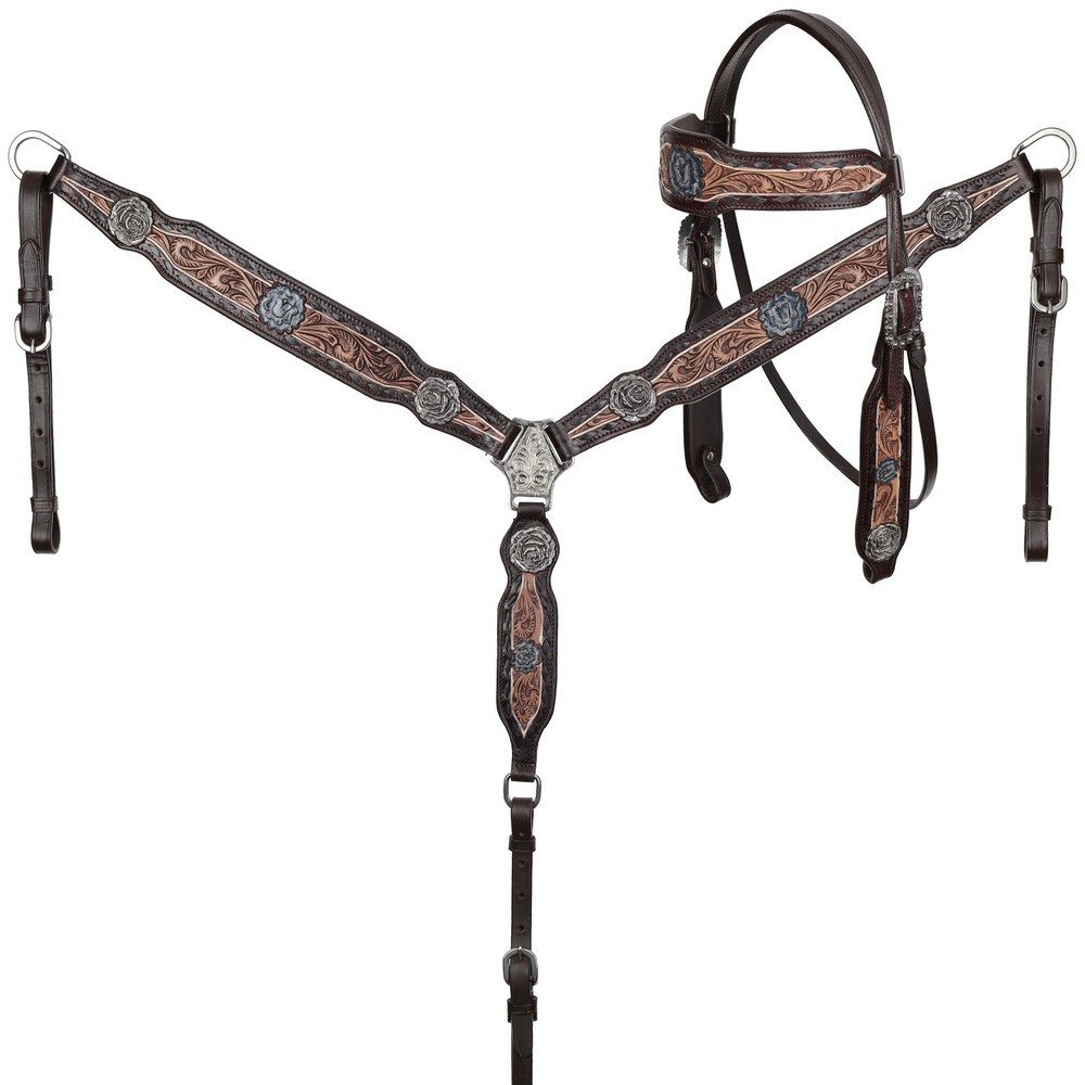 Showman Dark Range Rose Browband Headstall & Breast Collar Set