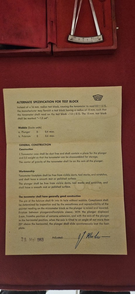 Vintage Eye Testing Tonometer Medical Toolkit