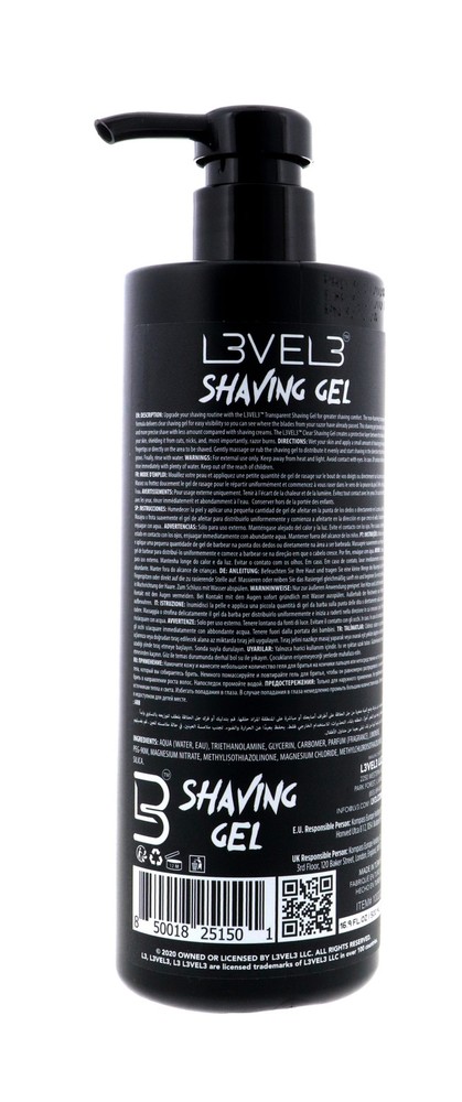 Level 3 Transparent Shaving Gel, Ice, 16.9 oz 2 Pack