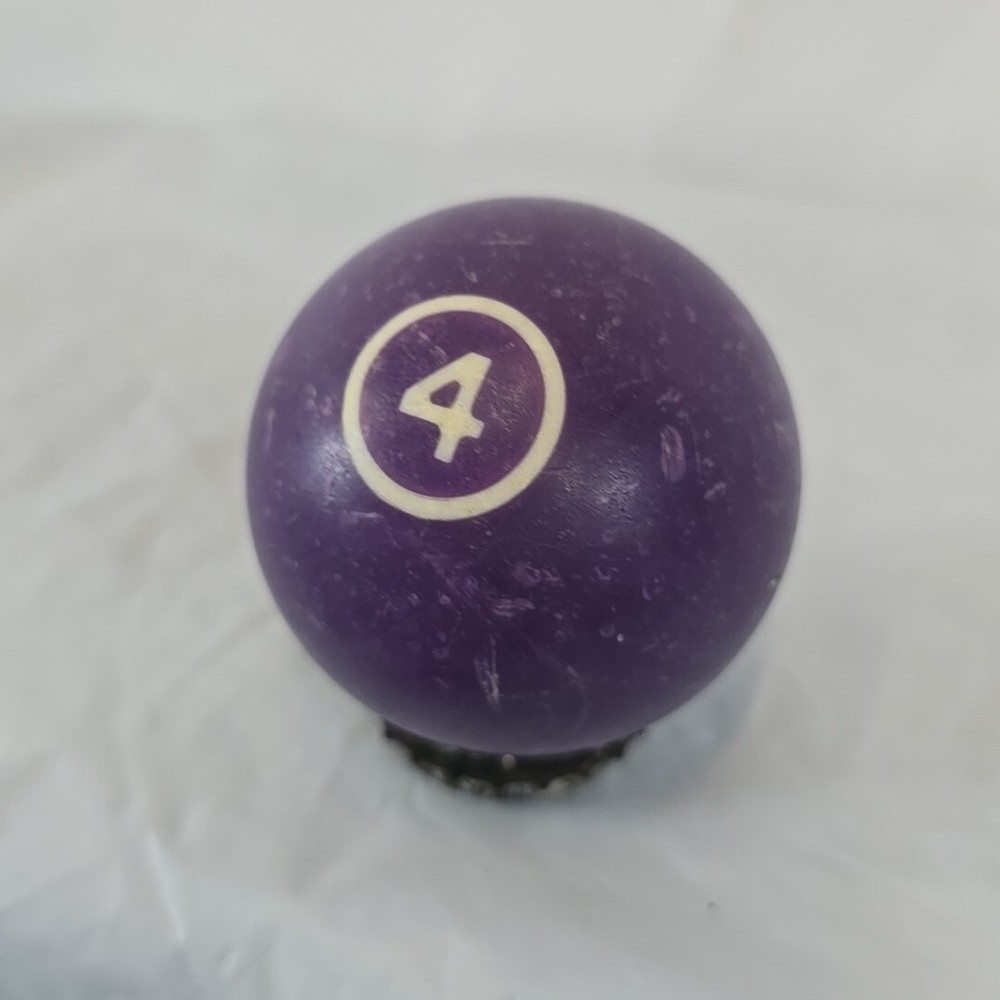 Vintage Solid Marbled Purple Pool Ball #4 - White Number Billiard Replacement